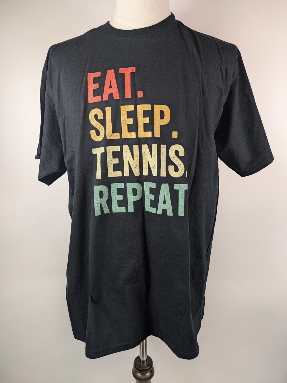 Port & Company Mens XL T-Shirt Graphic Eat Sleep Tennis Repeat New NWT Black Top